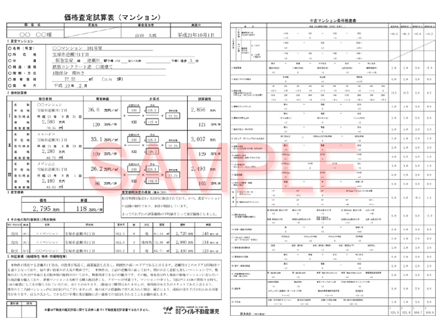 SAMPLE：マンションの価格査定書