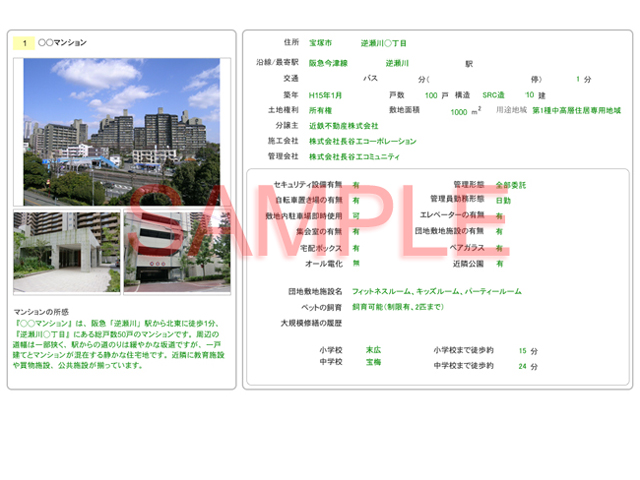 SAMPLE：各マンションの詳細データシート